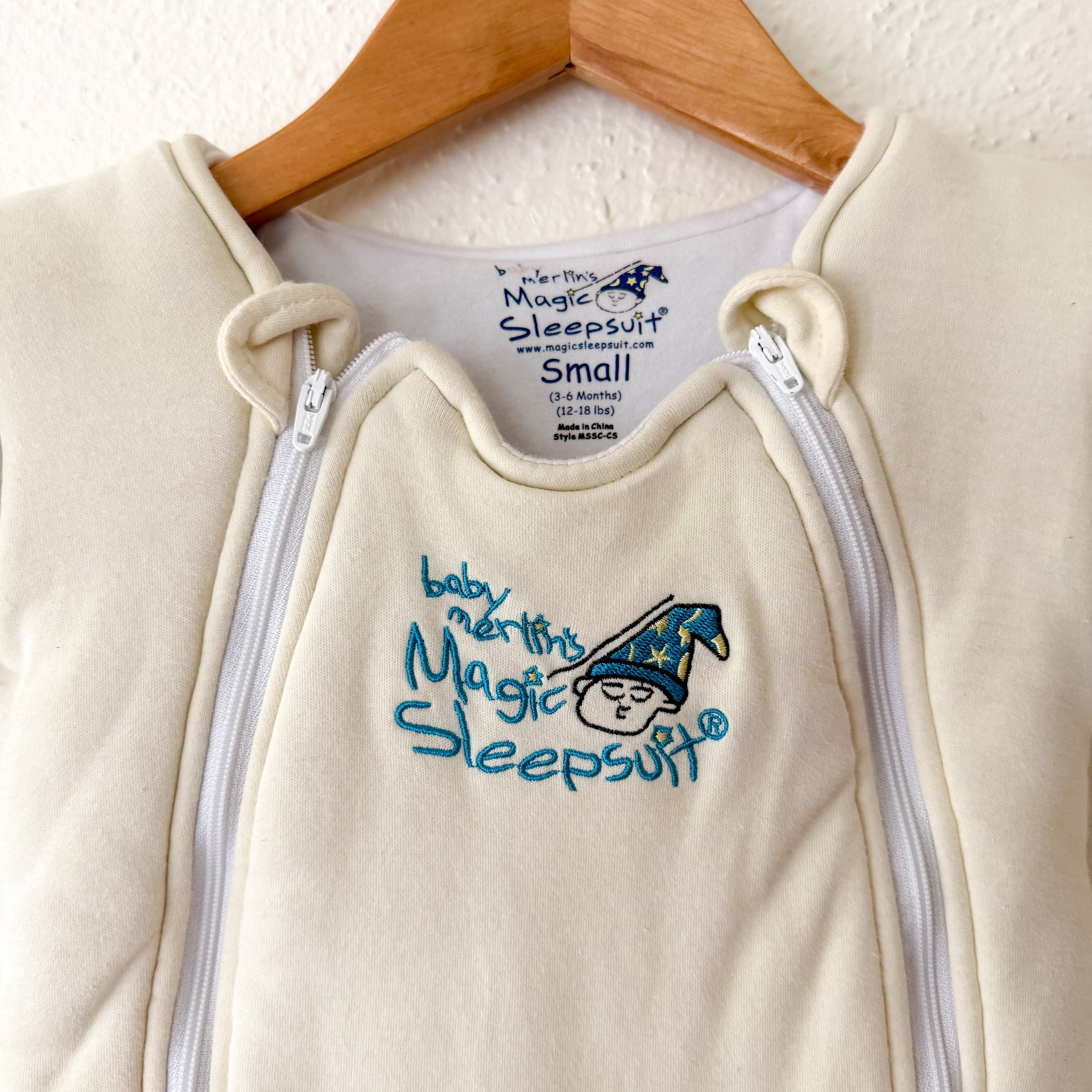 Baby Merlin Cream Cotton Magic Sleepsuit Infant Sleep Bag | S (3-6m)