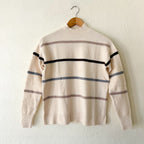 Chico's Sequined Stripe Pullover Sweater in English Cream | 00/XS