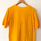 LAKE Golden Yellow 100% Cotton Gauze Caftan Midi Dress | XS