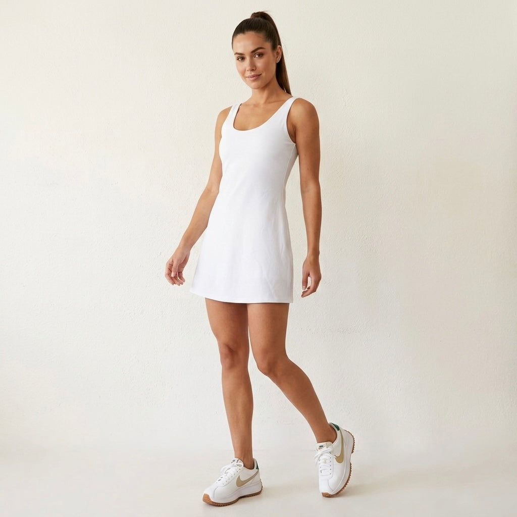 Abercrombie & Fitch YPB White Active Traveler Mini Dress Built In Shorts | XSP