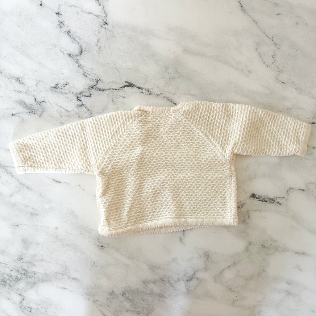 Zara Cream Textured Long Sleeve Sweater + Pants Matching Set | 0-3m