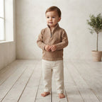 Next Clothing Taupe Quarter Zip Cotton Sweatshirt | sz 18-24m