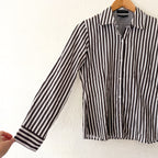 Foxcroft Petite Brown & White Striped No Iron Button Down Shirt | 4P