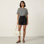 H&M Black Belted Suiting 3" Shorts | 4