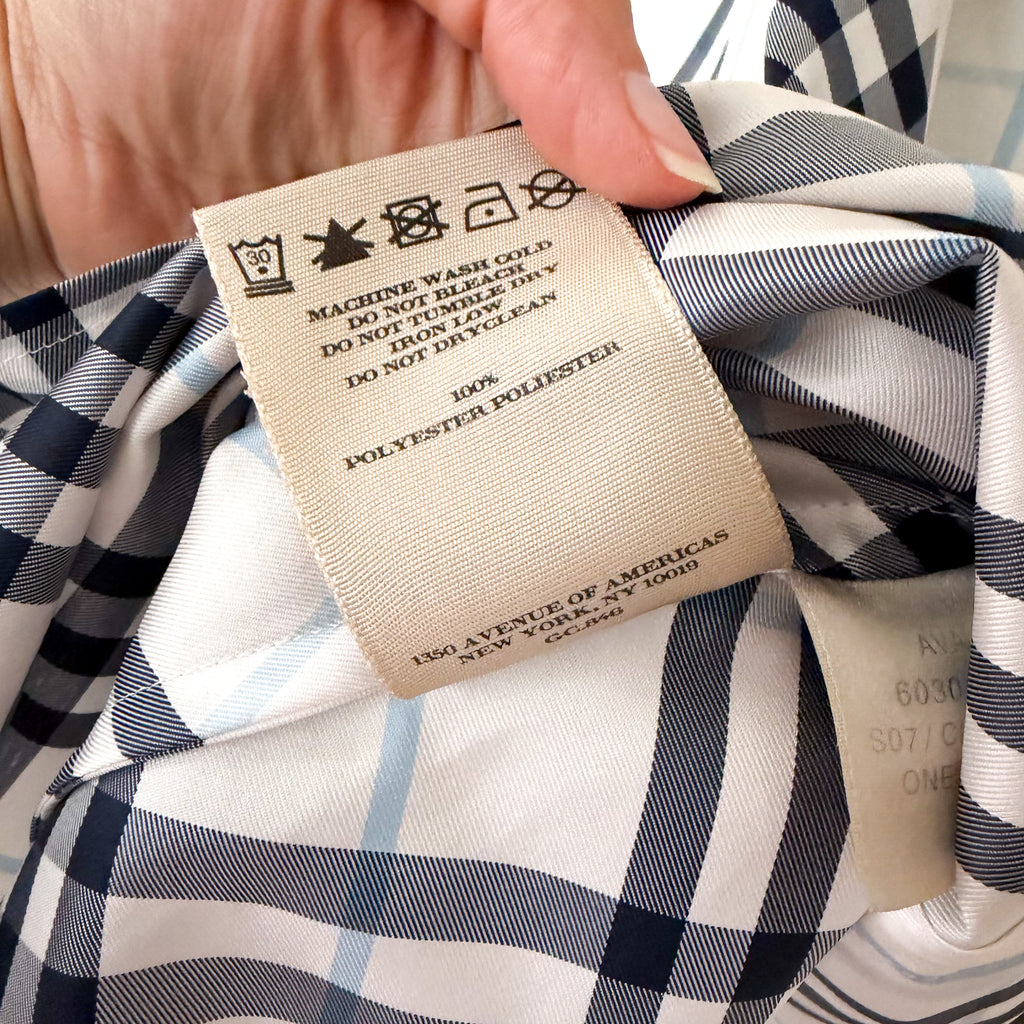 Burberry London Light Blue Plaid Packable Poncho Raincoat | OS