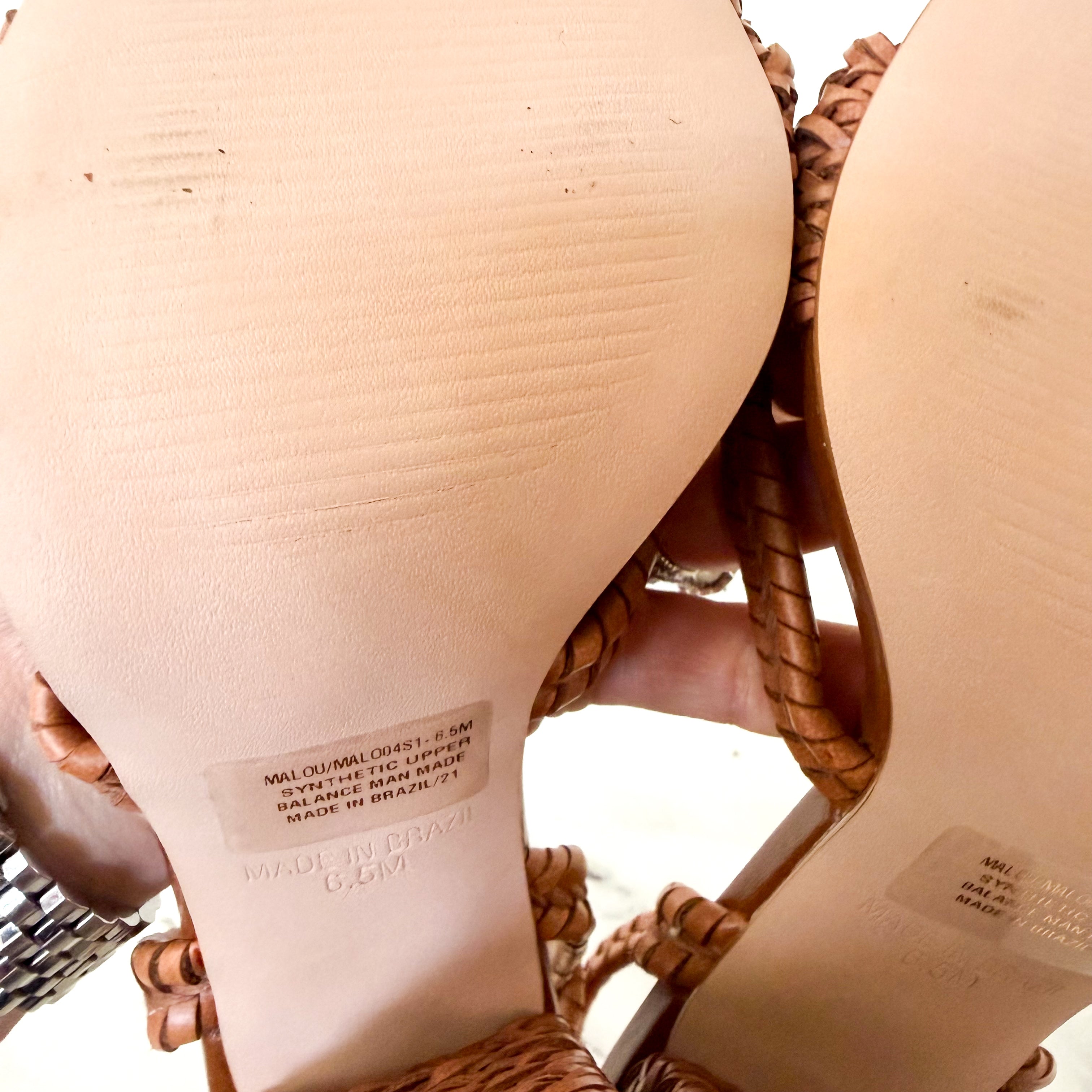 Steve Madden Cognac Malou Raffia Block Heels | 6.5