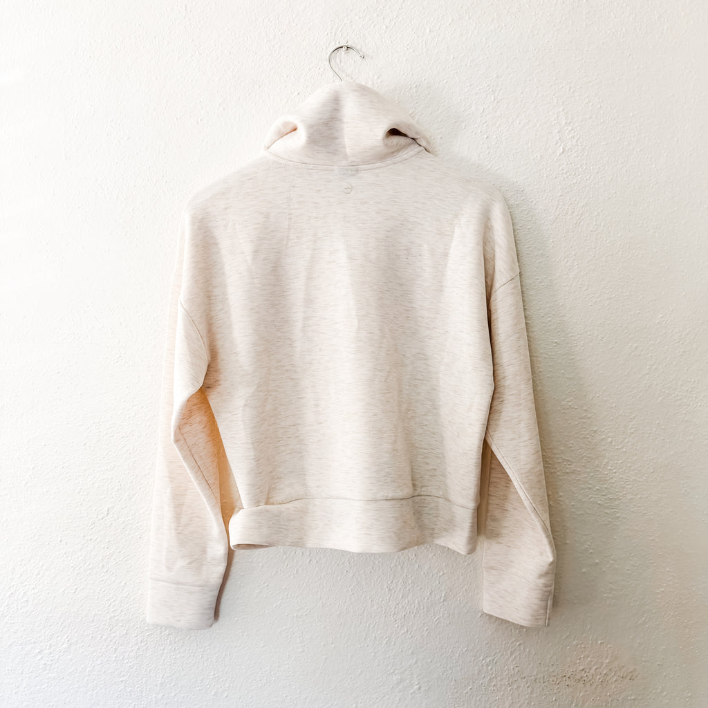 Avia Scuba Knit Funnel Neck Cropped Quarter Zip Sweatshirt in Wheat Heather | S