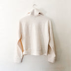 Avia Scuba Knit Funnel Neck Cropped Quarter Zip Sweatshirt in Wheat Heather | S