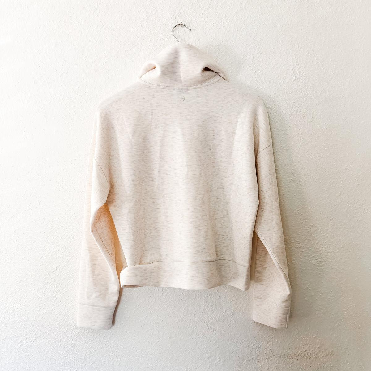 Avia Scuba Knit Funnel Neck Cropped Quarter Zip Sweatshirt in Wheat Heather | S