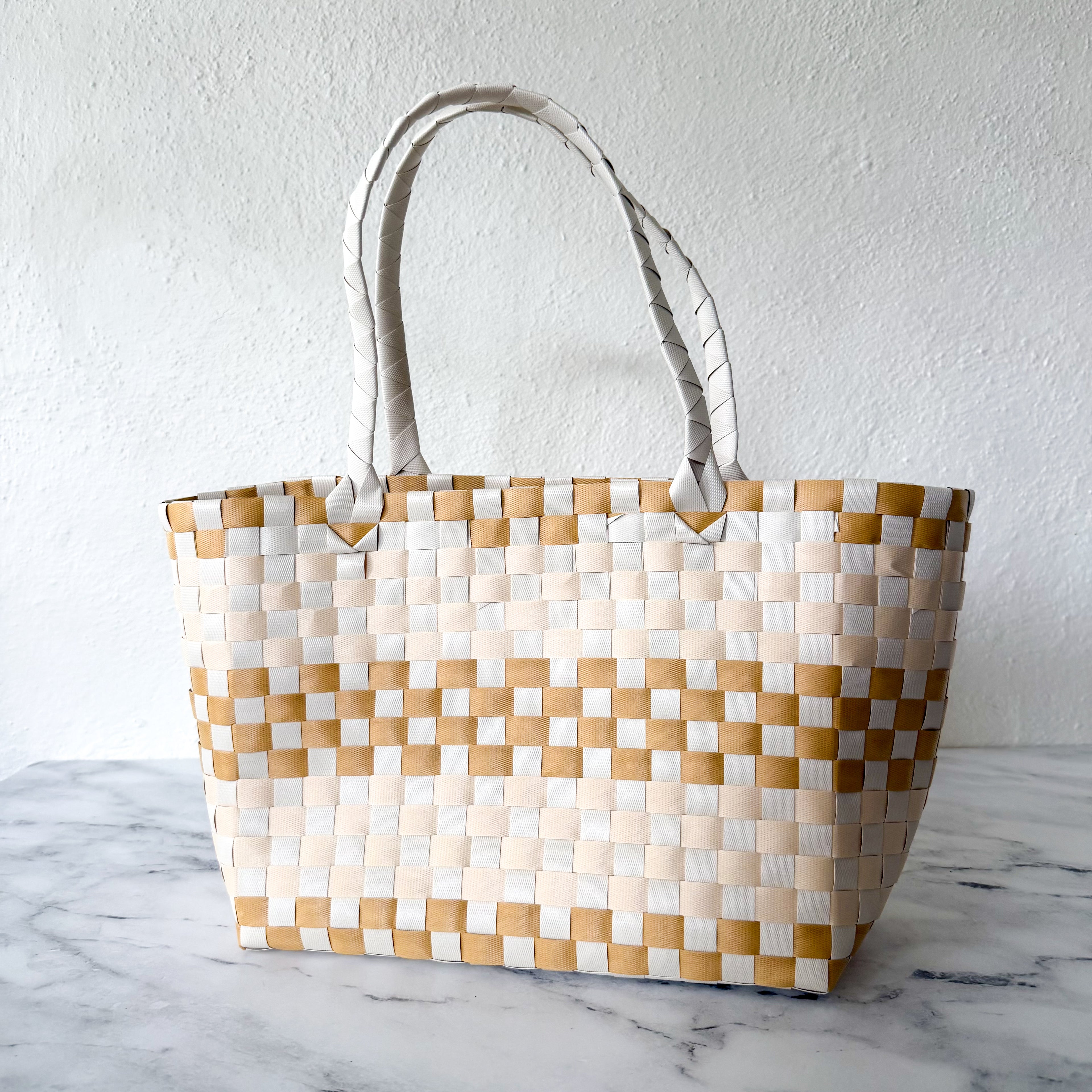 Unbranded Woven Boho Large Market Tote Bag in Neutral Tones