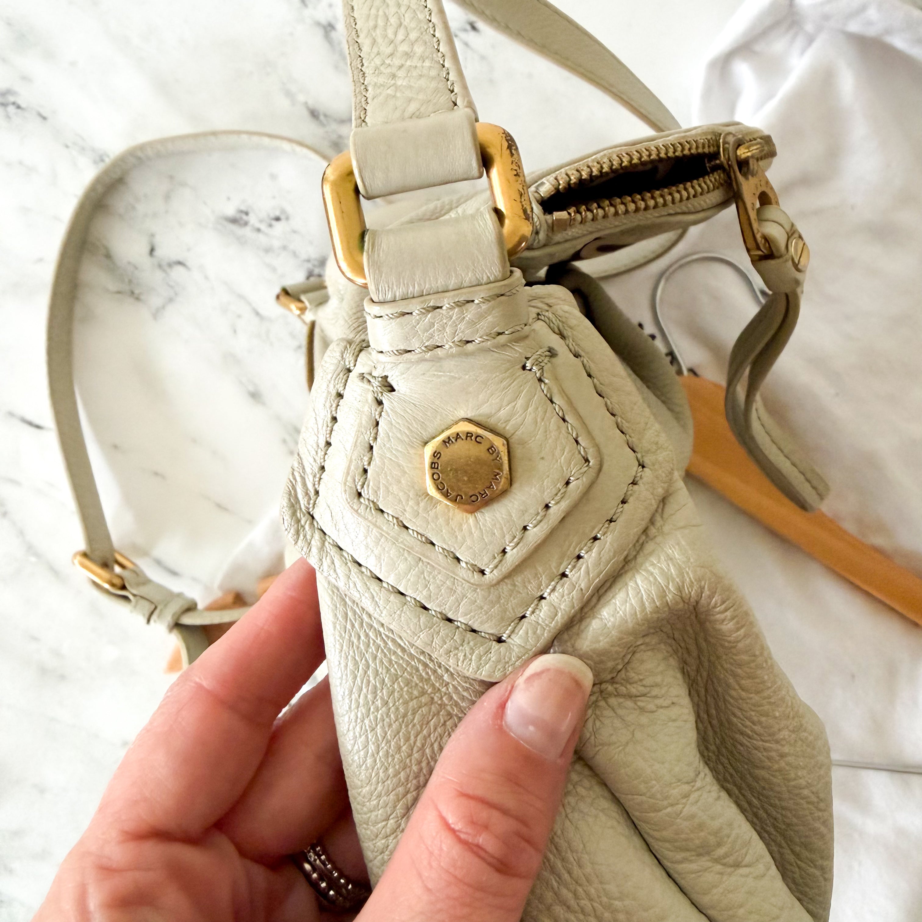 Marc by Marc Jacobs Classic Q Natasha Leather Crossbody Bag in Sage Green