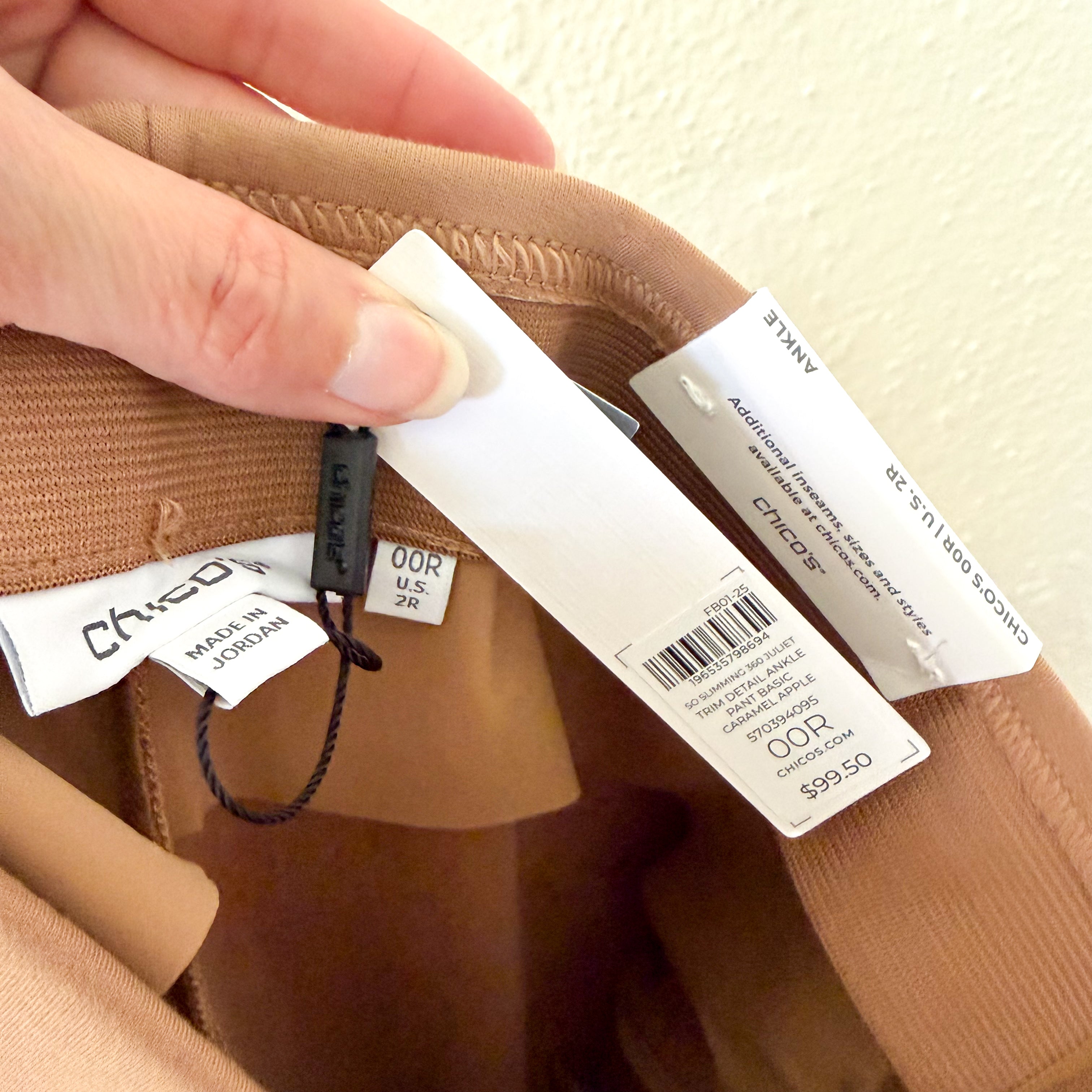 Chico's Caramel So Slimming 360 Juliet Trim Detail Ankle Slim Leg Pant | 00R