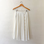 J. Crew White Pleated Midi Shirt with Gold Buttons | 00