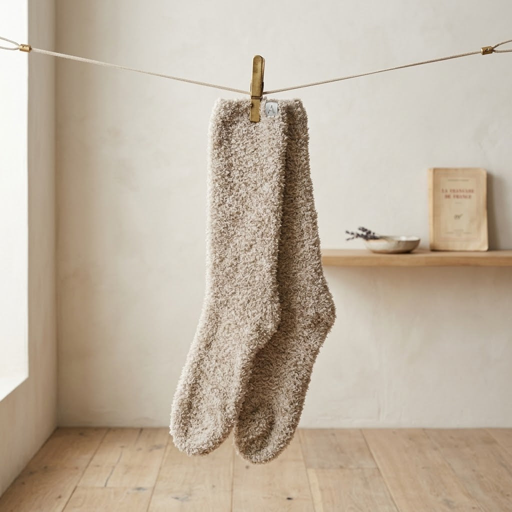 Barefoot Dreams CozyChic Heathered High Socks in Stone White Marl | OS
