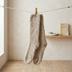 Barefoot Dreams CozyChic Heathered High Socks in Stone White Marl | OS
