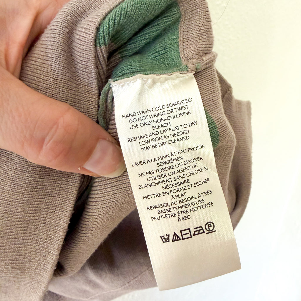 Free People Uptown Oversized Crewneck Pullover Sweatshirt Cream Brown Green |Small