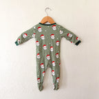 Petit Lem Organic Green Christmas Santa 2-Way Zipper Footed Sleeper | 3-6m