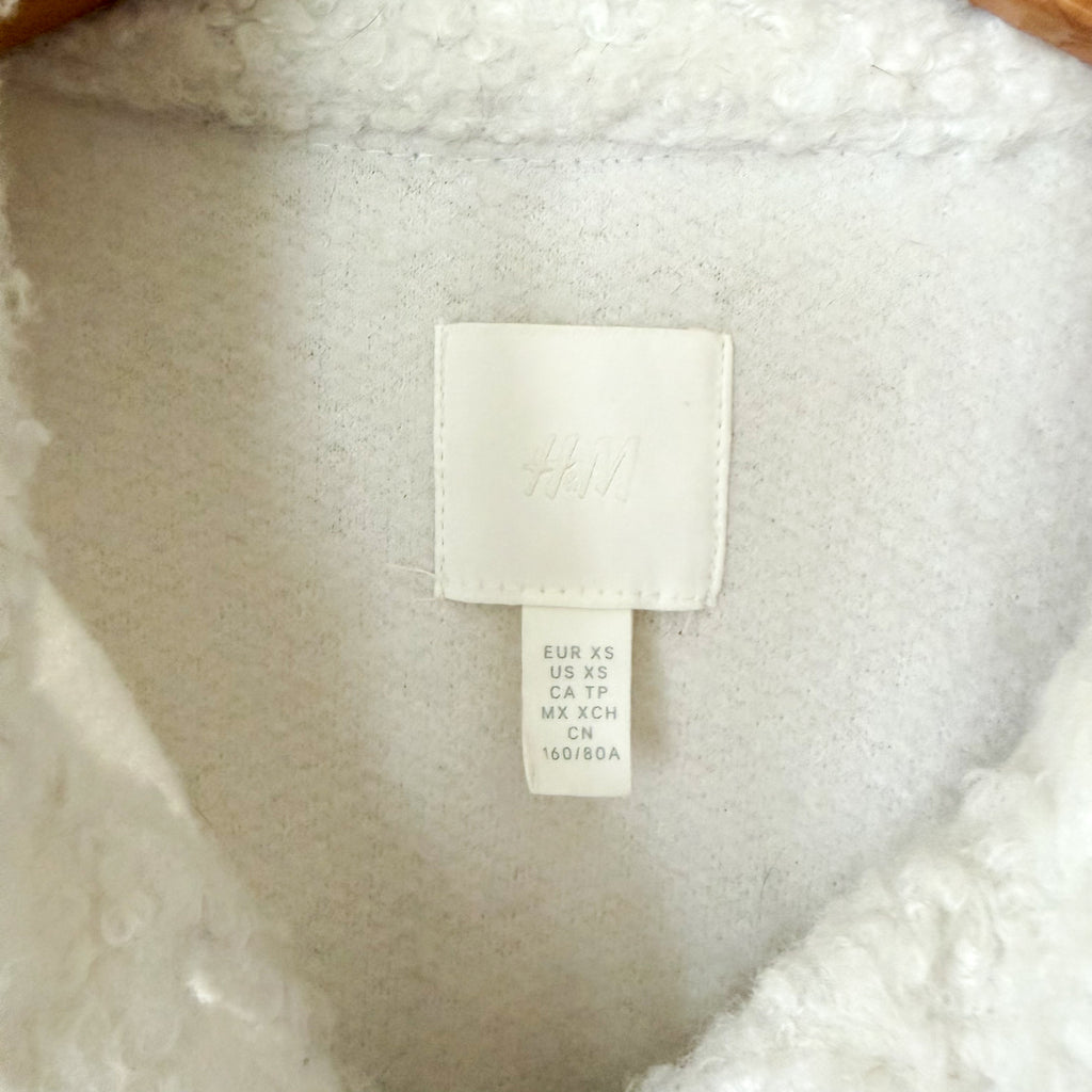 H&M Oversized Teddy Sherpa Shacket in Cream | XS