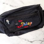 Vintage 90s Walt Disney World Embroidered Fanny Pack | Black Retro Waist Bag