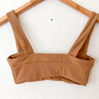 Ribbed V-Notched Bikini Top + Low Rise Bikini Bottoms in Camel | XS