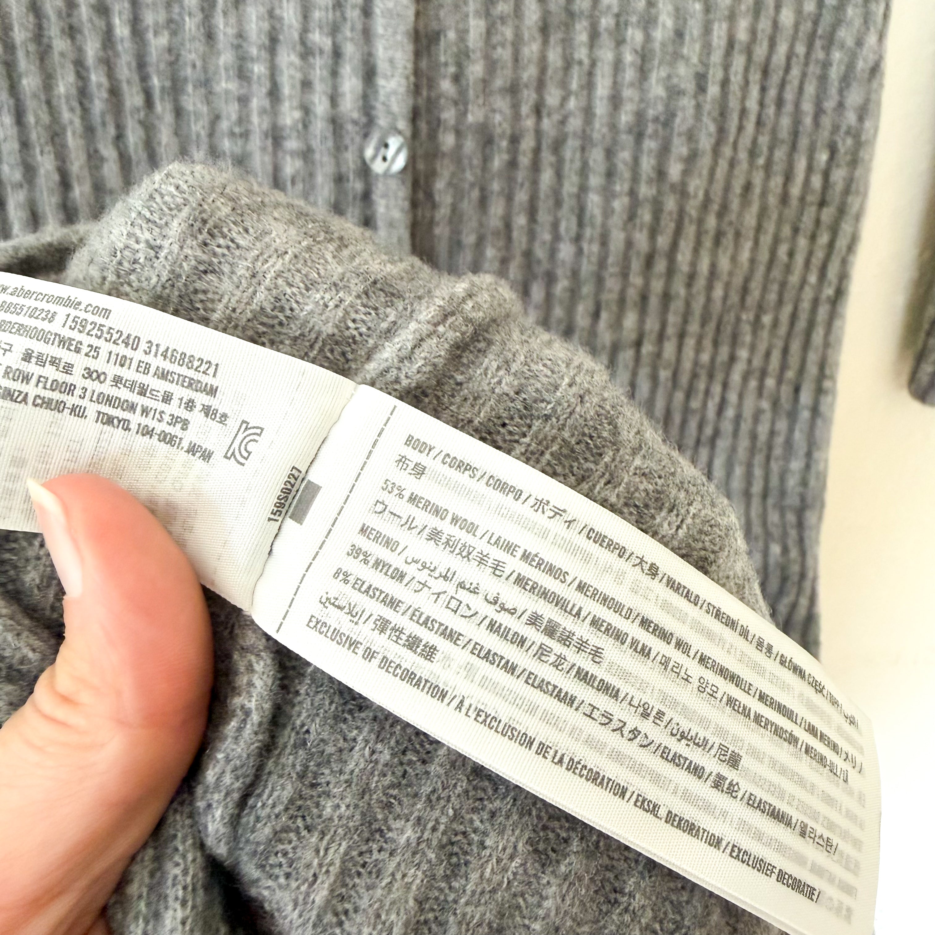 Abercrombie & Fitch Ribbed Wool-Blend Midi Sweater Dress in Dark Grey | XSP