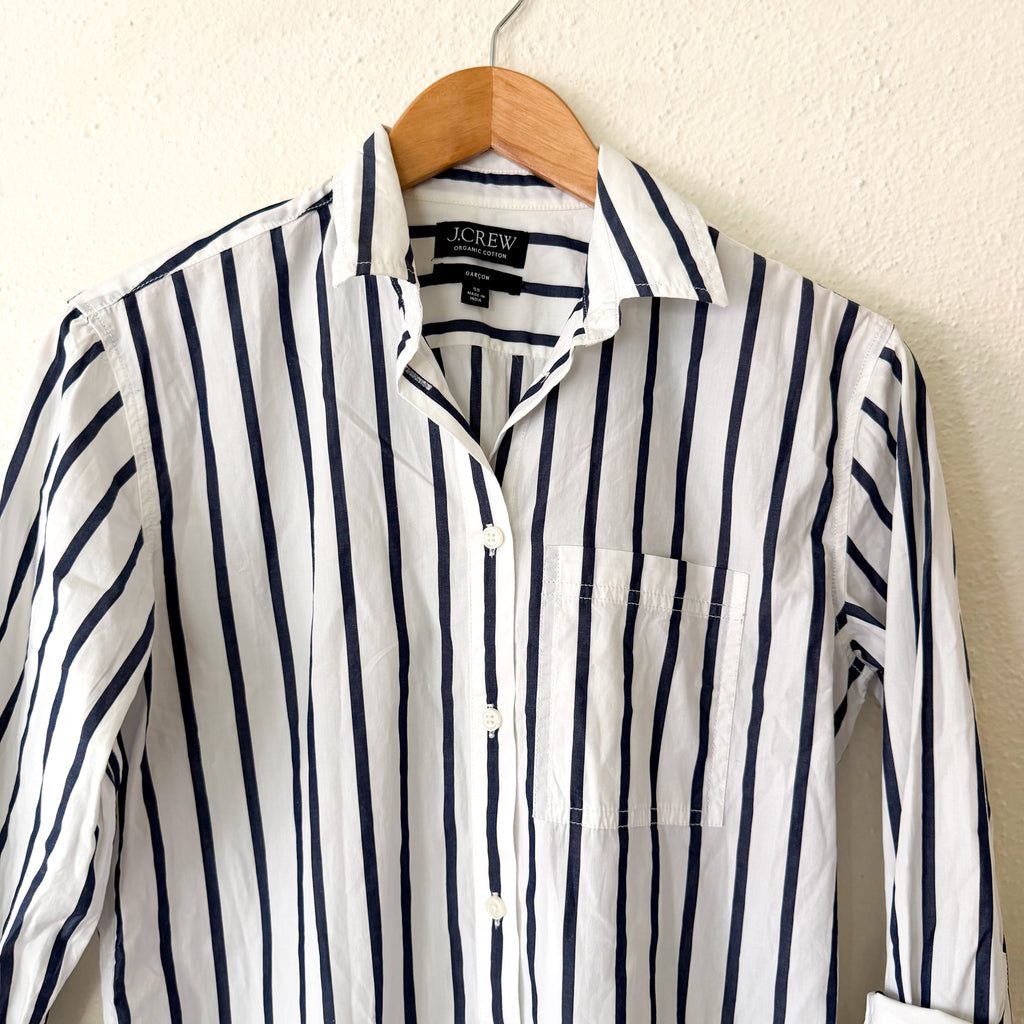 J.Crew Garçon Organic Cotton Button Down Long Sleeve Shirt in Navy Stripe | 00