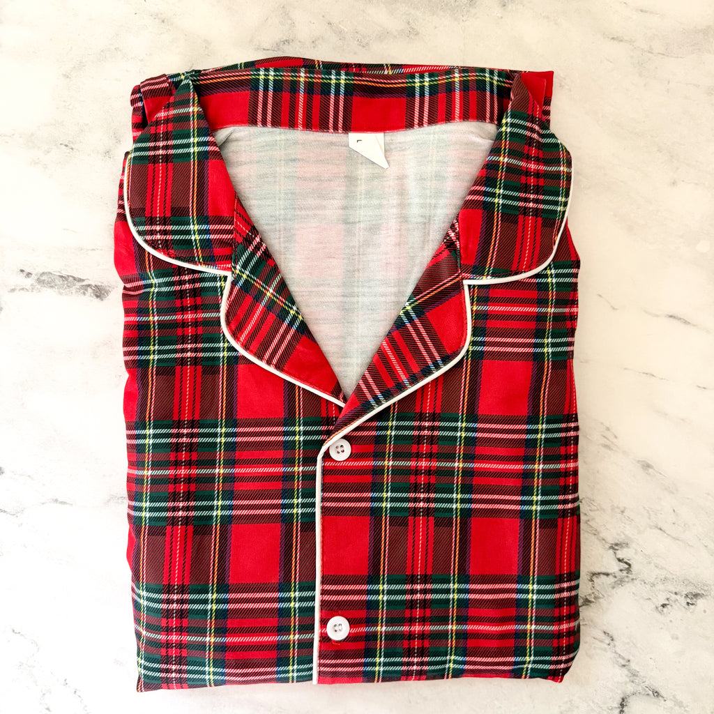 Classic Men's Red Holiday Plaid Pajama Set | M