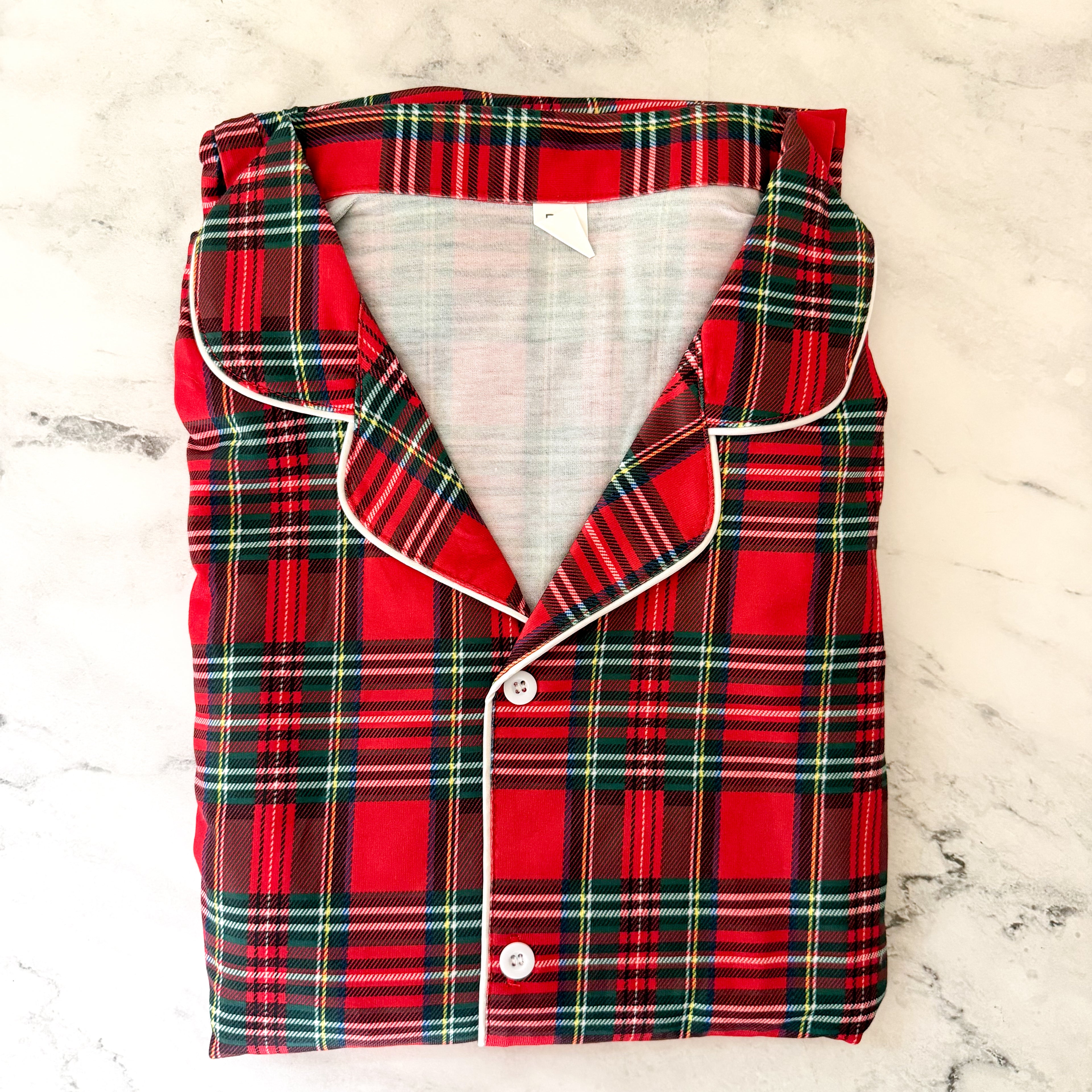 Classic Men's Red Holiday Plaid Pajama Set | M