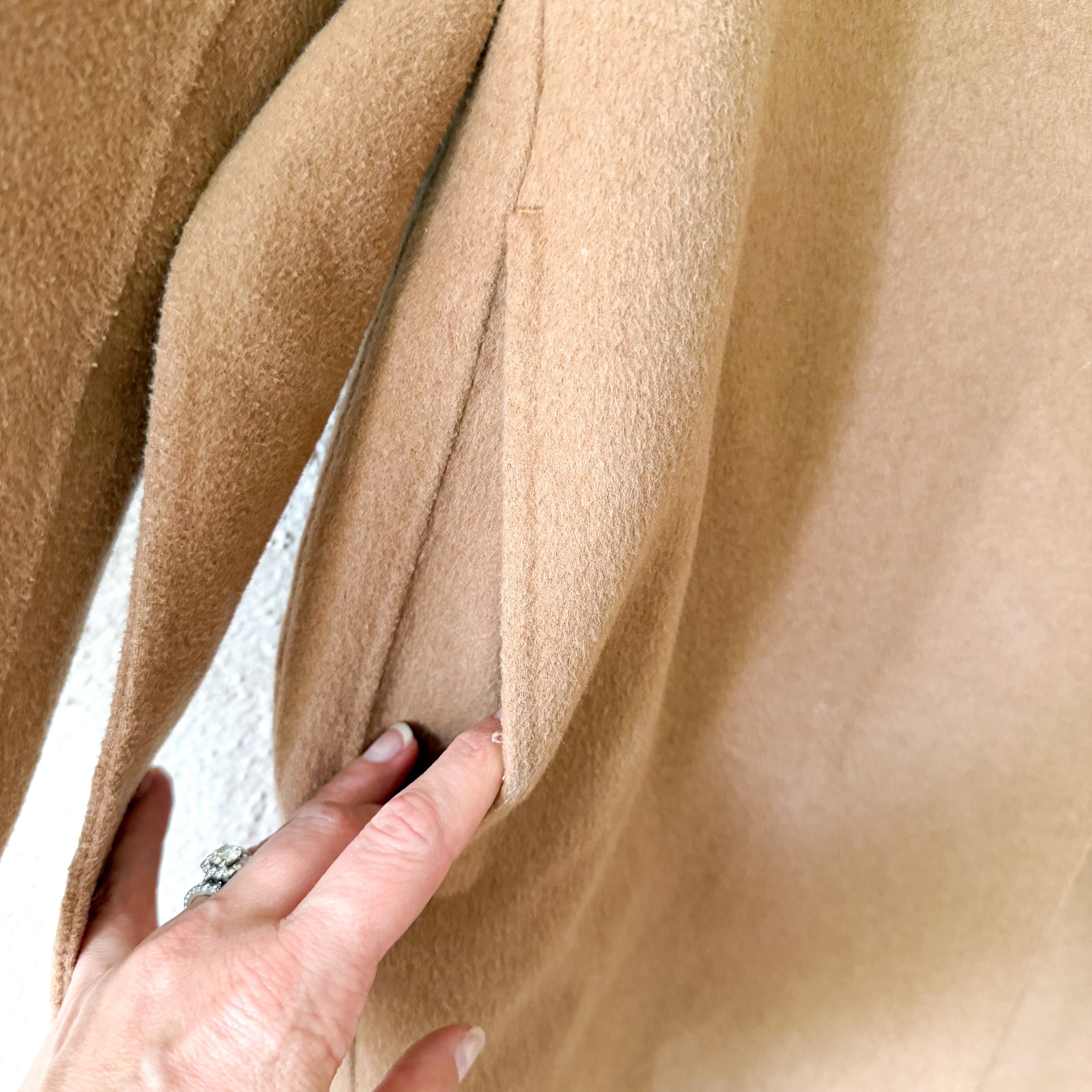 Mango MNG Handmade Wool Blend Belted Trench Coat in Camel | XS