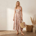 Zimmermann Pink Floral Moonshine Strappy Tie Shoulder Maxi Dress | 0P