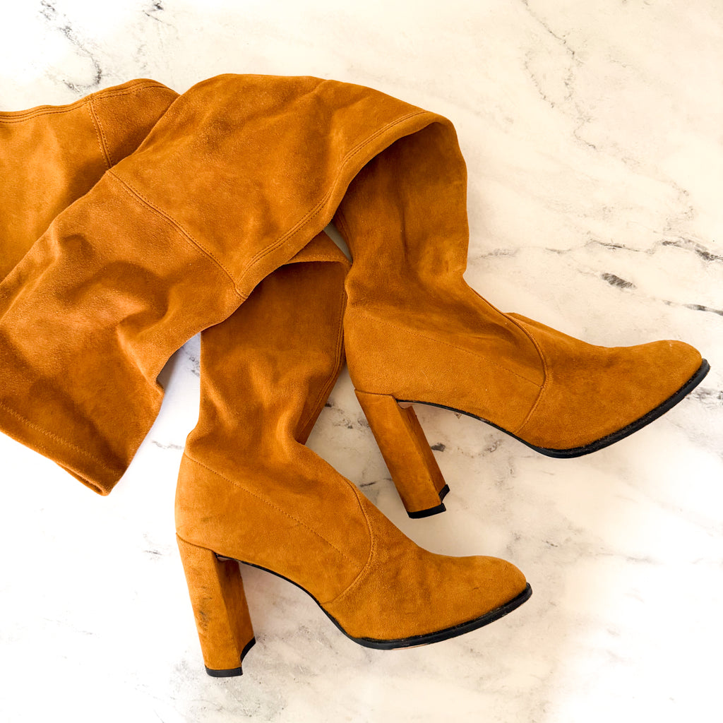 Stuart Weitzman Hiline Over-the-Knee Boots in Nutmeg Suede | 6