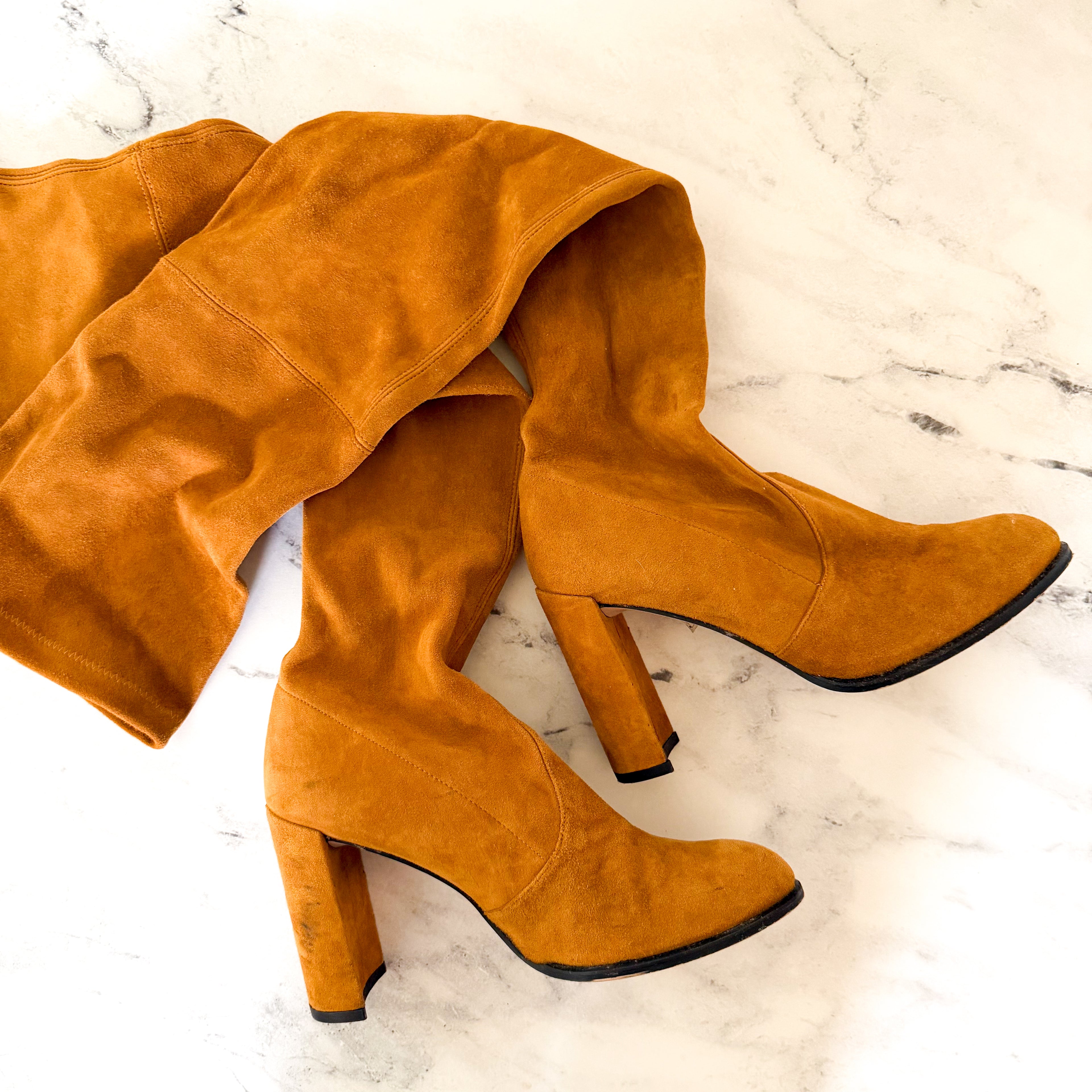 Stuart Weitzman Hiline Over-the-Knee Boots in Nutmeg Suede | 6