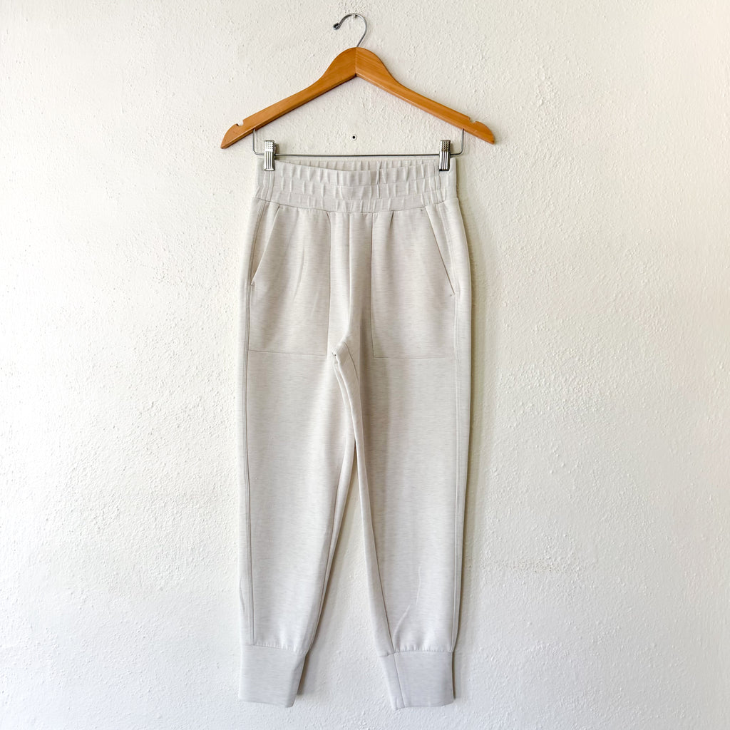 Zella Ultra Soft High Waist Joggers in Beige Ivory Heather | XS