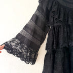 DÔEN Oralie Black Lace 3/4 Sleeve Mini Dress | XS