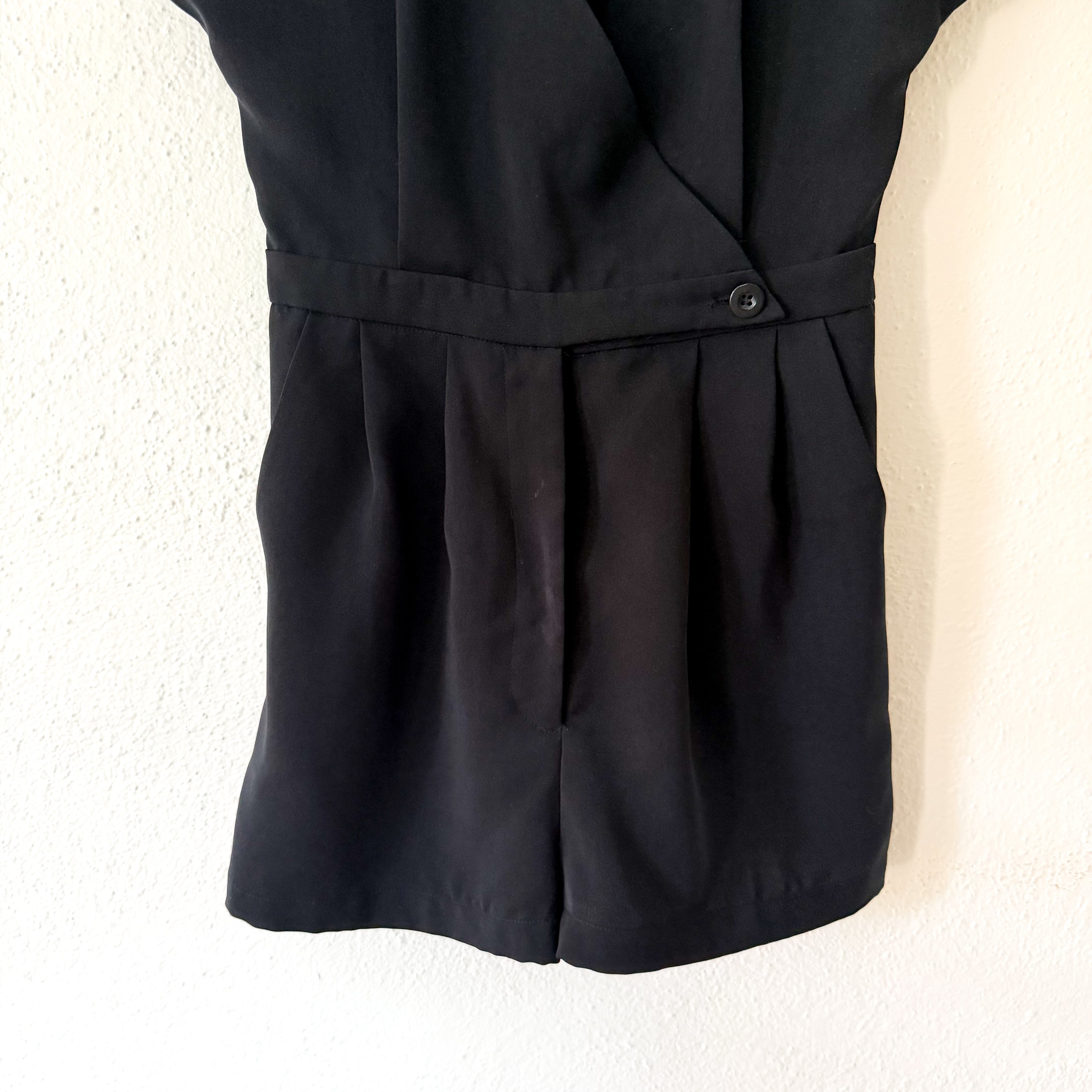 Silence & Noise Black Studded Short Sleeve Romper | S