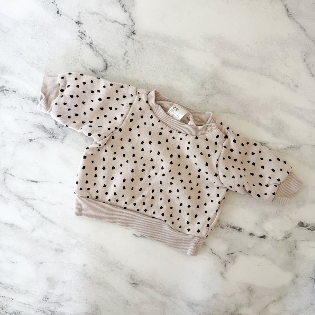 H&M Cream Black Dot Sweatshirt + Sweatshorts Matching Set | Premie