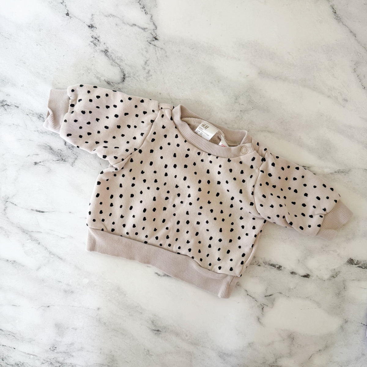 H&M Cream Black Dot Sweatshirt + Sweatshorts Matching Set | Premie