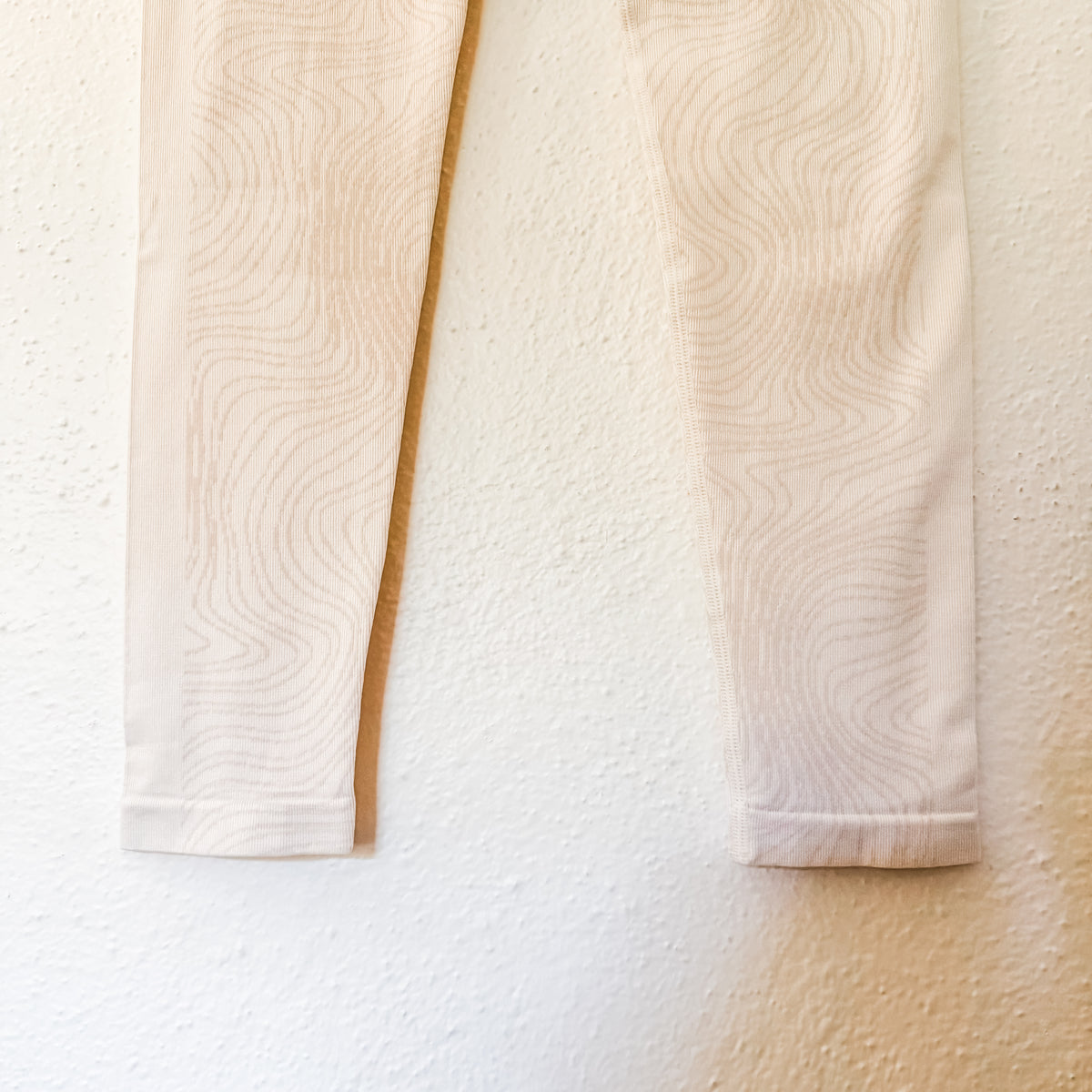 Zella White Beige Cream Wavy Design Seamless Leggings | S