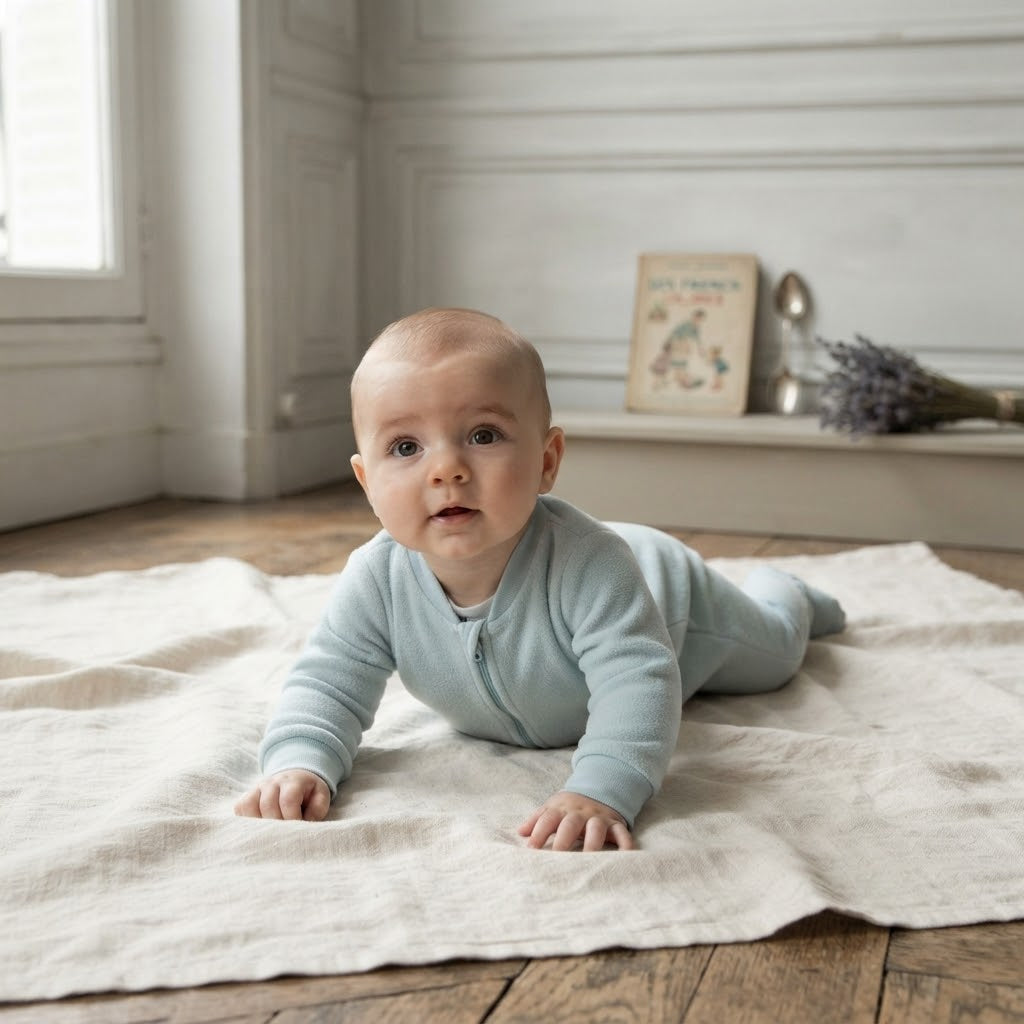 H&M Ocean Blue Fleece Zip-Front Sleeper Jumpsuit | PM (Premie)