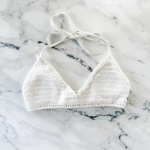 Billabong White Halter Crochet Bikini Top | XS