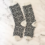 Unbranded Black White Fair Isle Cozy Crew Socks | OS