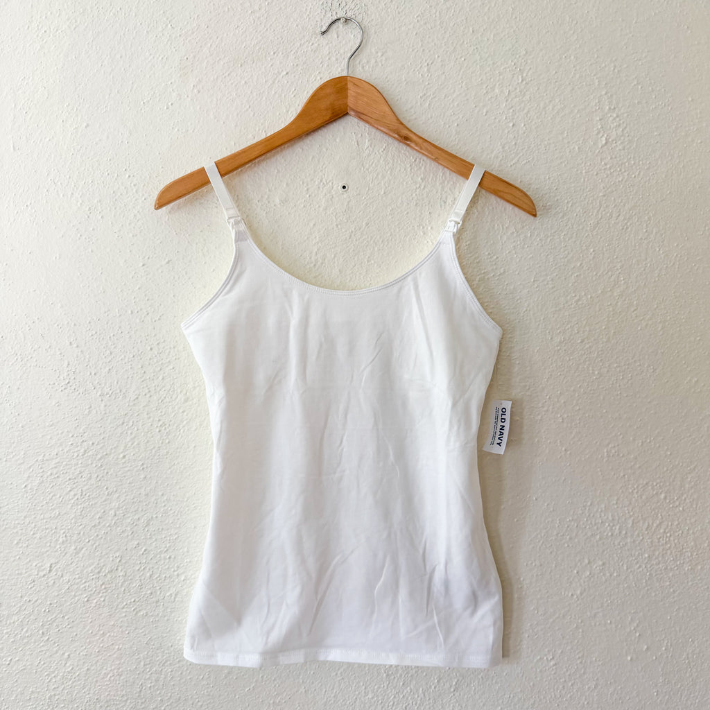 Old Navy Maternity First-Layer Nursing Clip Down Cami Top in Bright White, sz Small