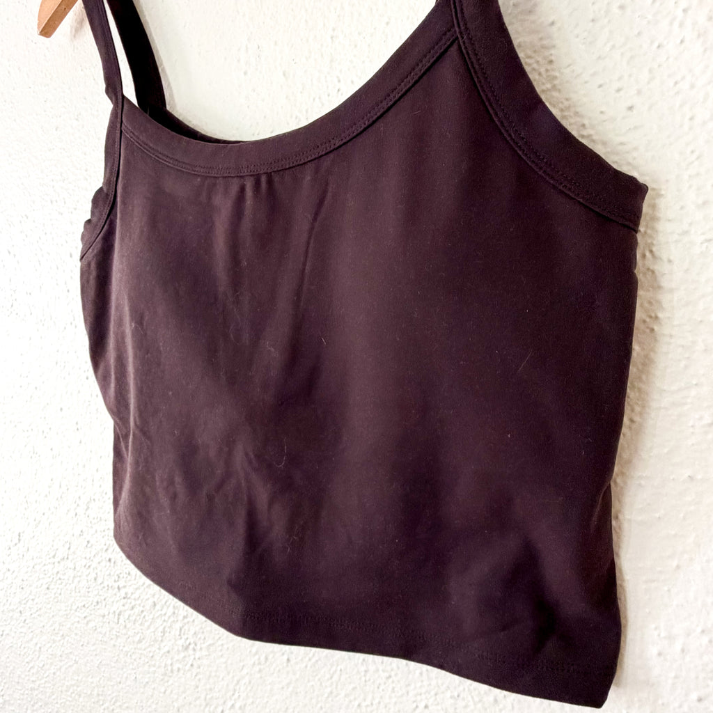 Nuuds Elevate Scoop Crop Top Tank Top in Eggplant | M