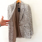 Express Silver Sequin One Button Boyfriend Blazer |  XS