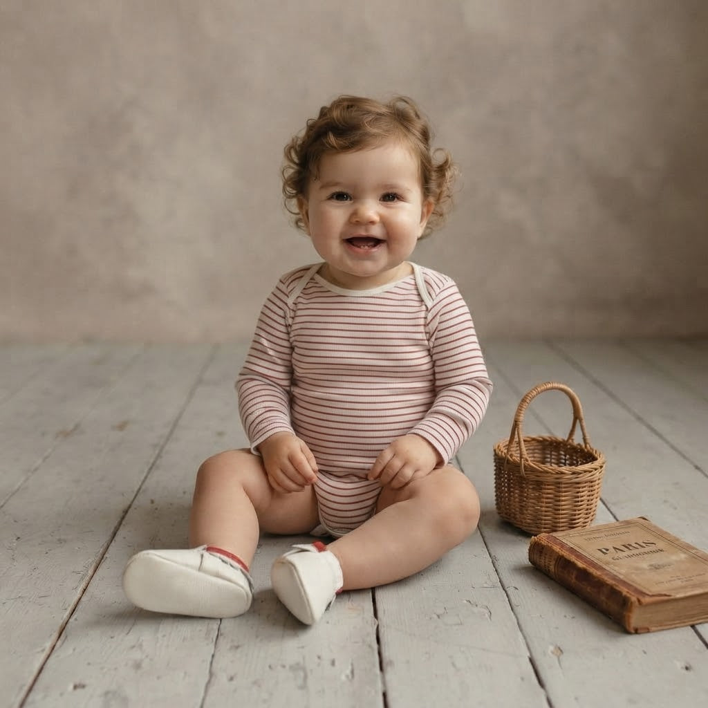 Mori Organic Cotton Red White Stripe Long Sleeve Bodysuit | 9-12m