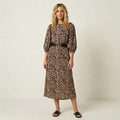 H&M Leopard Print Elbow Sleeve Midi Sheath Dress | XS