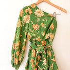 Hemant & Nandita Dija One Shoulder Long-Sleeve Floral Print Mini Dress | XXS