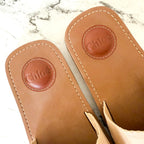 Chloé Woody Flat Logo Tan White Ribbon Slide Sandals, sz 37/6.5