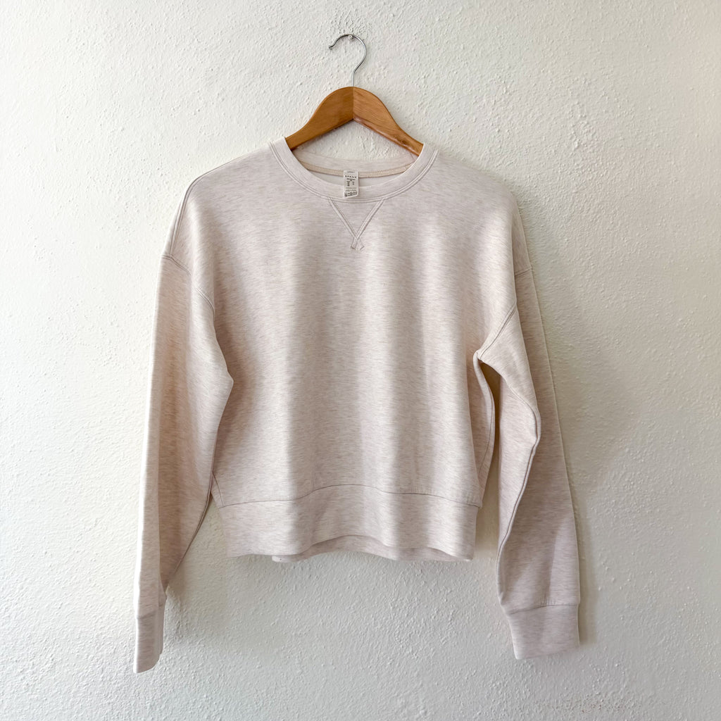 Spanx AirEssentials® Lightweight Crewneck Pullover Sweatshirt in Oatmeal Heather | XS