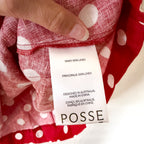 Posse Nina 100% Linen Red Polka Dot Elbow Sleeve Shift Mini Dress | S